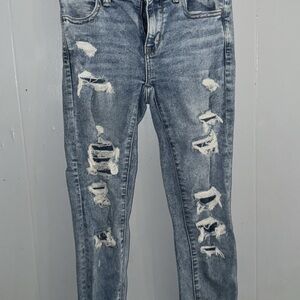 American Eagle Outfitters Light Blue Distressed Skinny Jeans